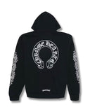 Chrome Hearts Horseshoe Logo Zip Hoodie Black