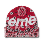 Supreme Bandana Big Logo Beanie Red