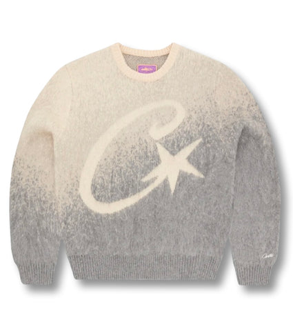 Corteiz C-Star Gradient Mohair Knit Sweater Grey