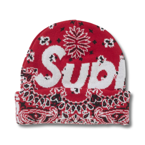 Supreme Bandana Big Logo Beanie Red