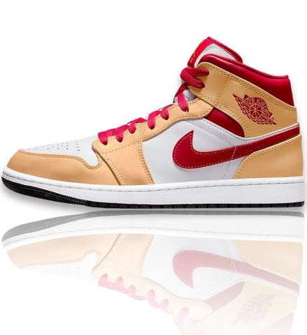 Air Jordan 1 Mid Light Curry Cardinal