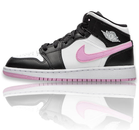 Air Jordan 1 Mid White Black Light Arctic Pink (GS)